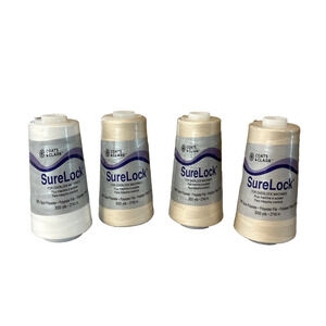 Coats & Clark SureLock Serging Thread White Natural Polyester 3000 Yards, 4-Pack